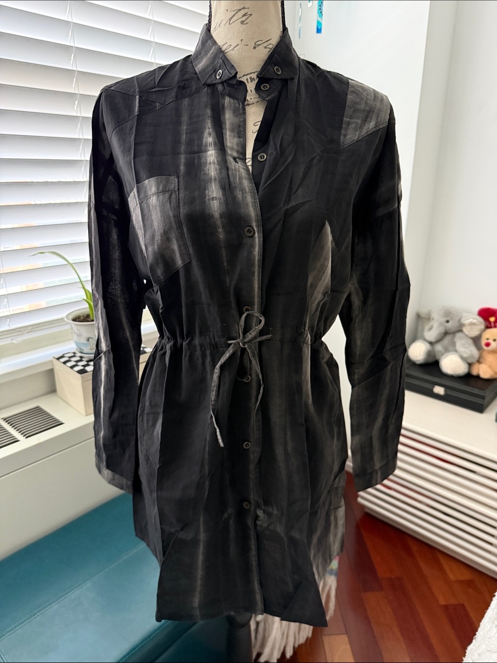 Las Pepas - Black Cotton Tye Dye Tunic Top - Classic Women's Tunic